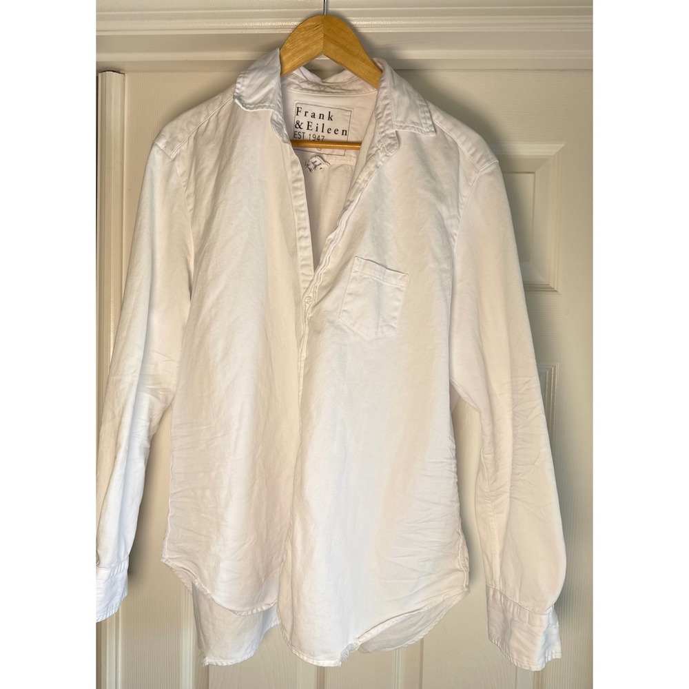 Frank & Eileen Eileen Shirt Womens XL White Cotton Button Down Raw Hem Top